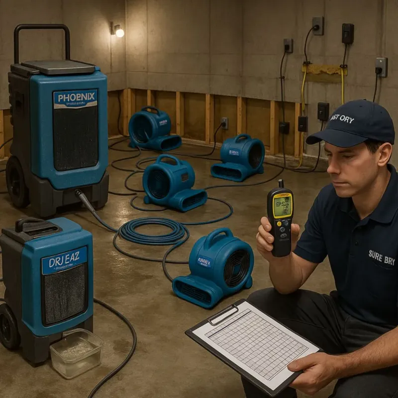 Structural Drying and Dehumidification process in Keene, TX